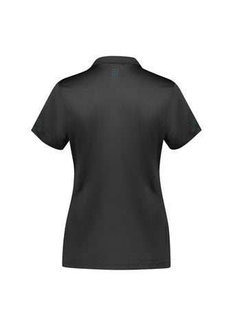 Balance Womens Short Sleeve Polo Grey/Cyan back view