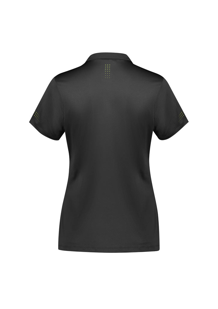 Balance Womens Short Sleeve Polo Grey/Fluoro Lime back view