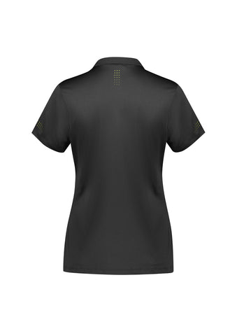 Balance Womens Short Sleeve Polo Grey/Fluoro Lime back view