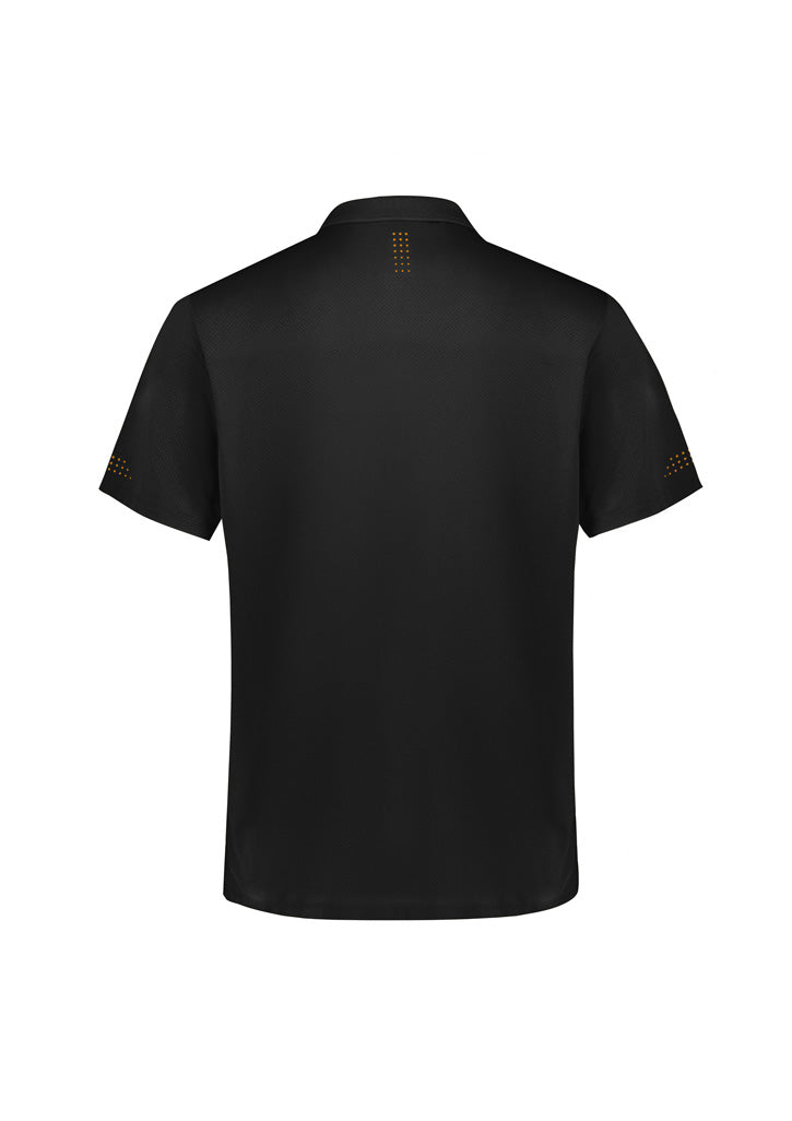 Balance Mens Short Sleeve Polo Black/Gold back view