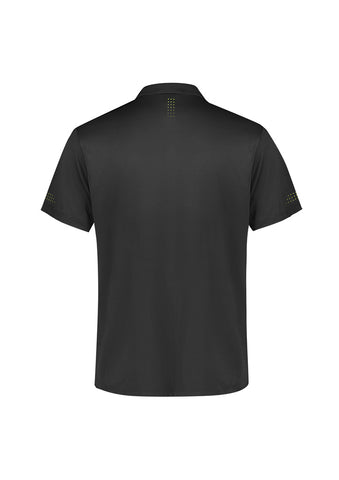 Balance Mens Short Sleeve Polo Grey/Fluoro Lime back view
