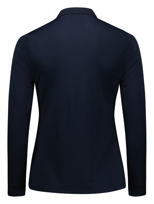 Action Womens Long Sleeve Polo Navy back view