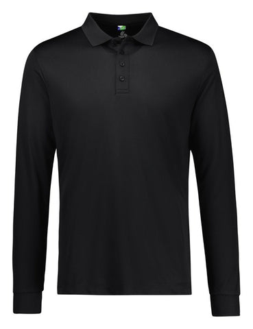 Action Mens Long Sleeve Polo in Black