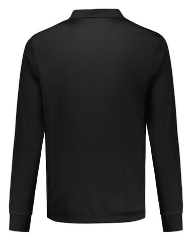Action Mens Long Sleeve Polo Black back view