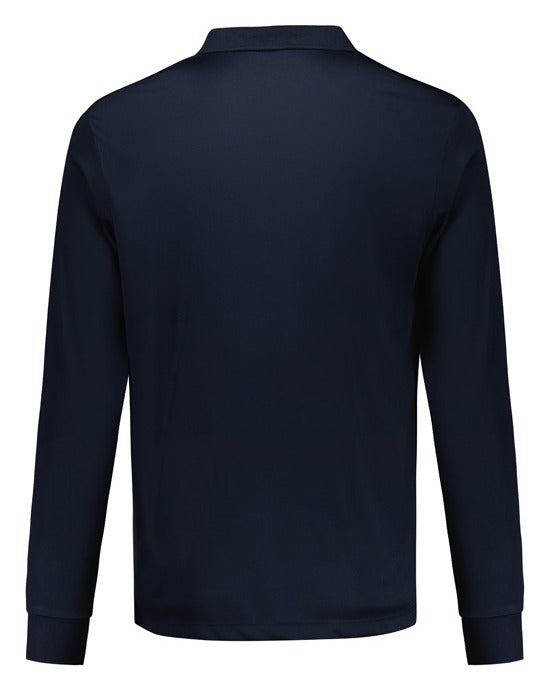 Action Mens Long Sleeve Polo Navy back view