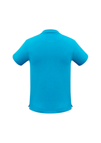 Neon Mens Short Sleeve Polo Cyan back view