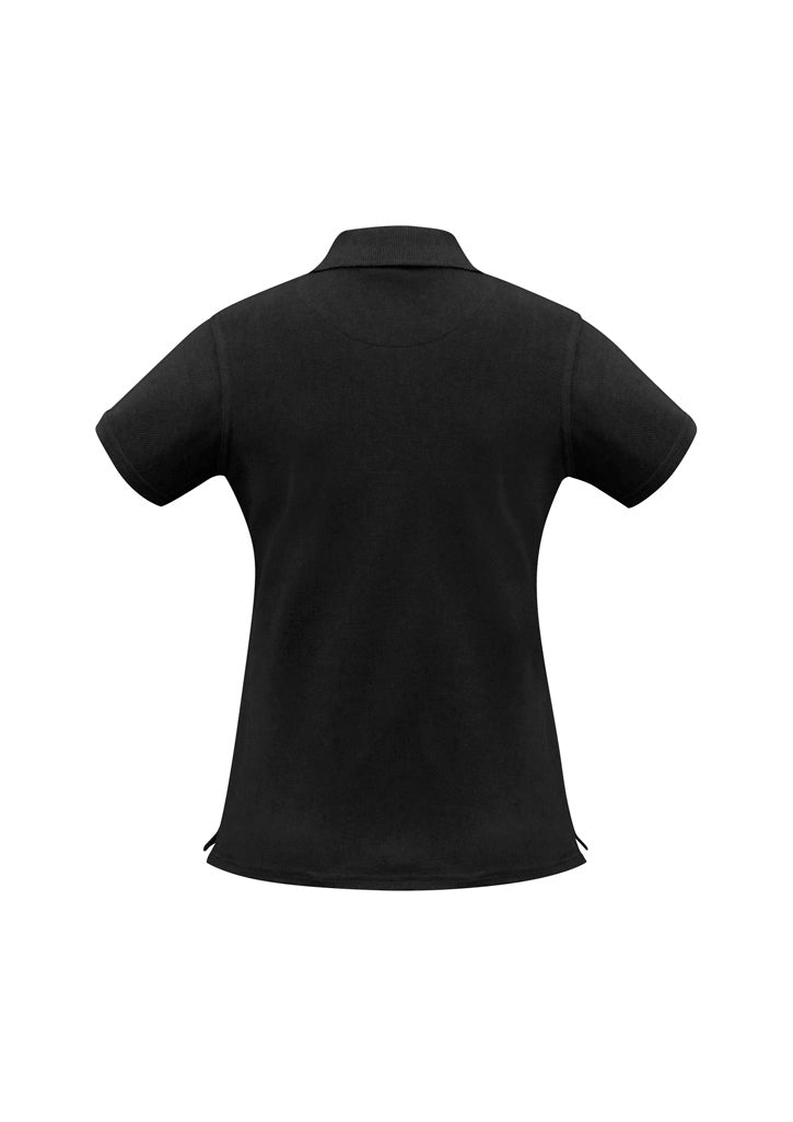 Neon Womens Short Sleeve Polo Black back view