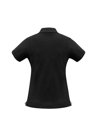 Neon Womens Short Sleeve Polo Black back view