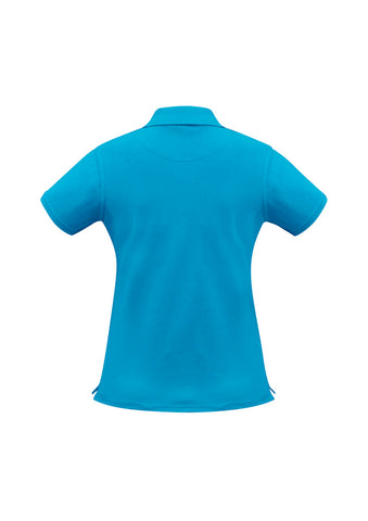 Neon Womens Short Sleeve Polo Cyan back view