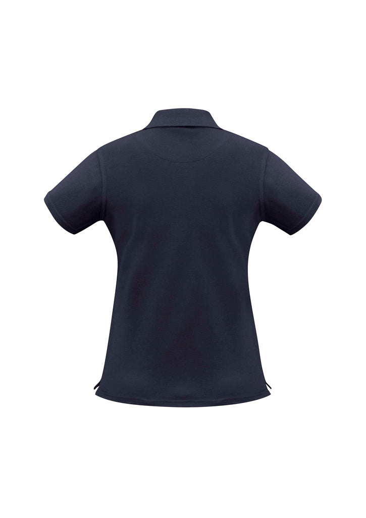 Neon Womens Short Sleeve Polo Navy back view