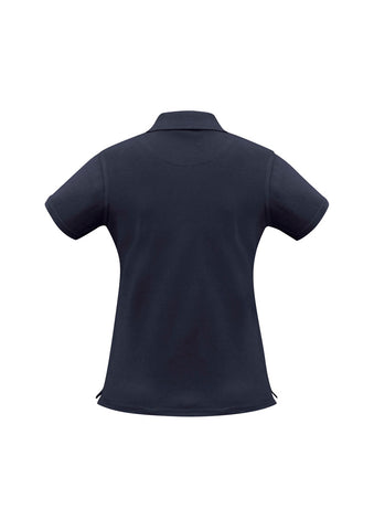 Neon Womens Short Sleeve Polo Navy back view