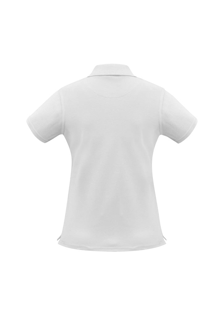 Neon Womens Short Sleeve Polo White back view