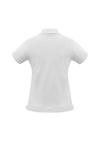 Neon Womens Short Sleeve Polo White back view