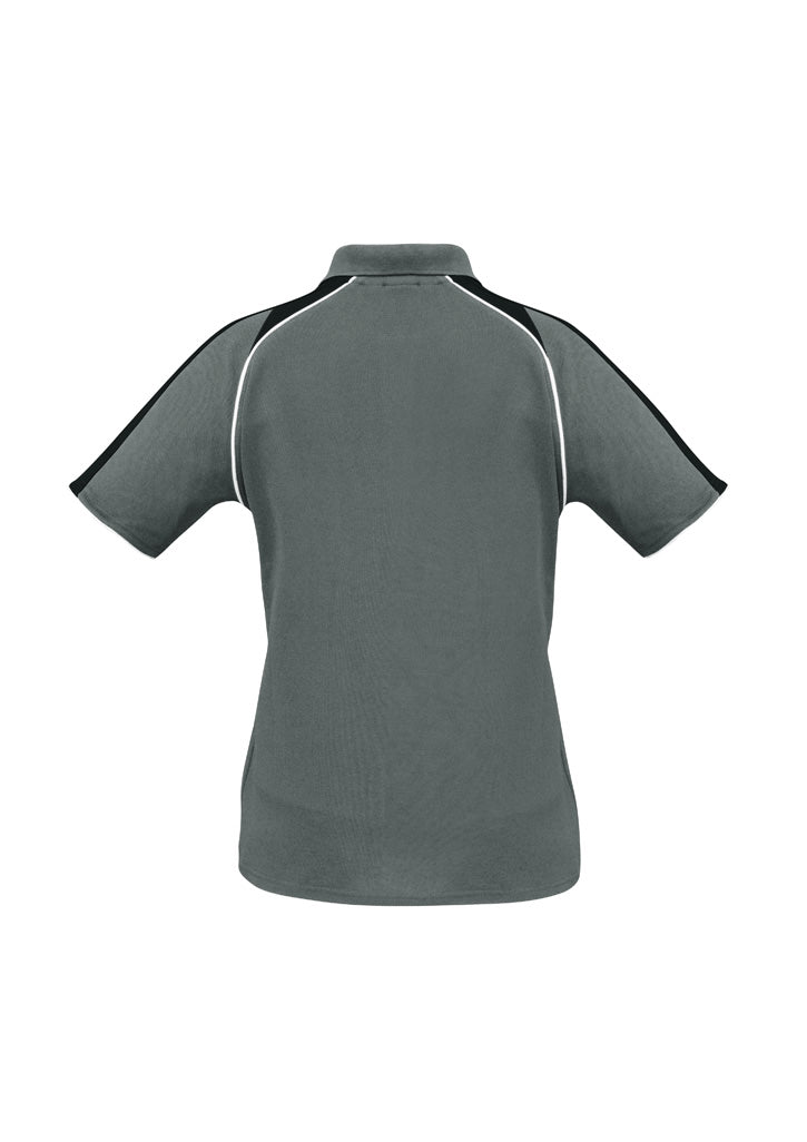 Triton Womens Short Sleeve Polo Ash/Black/White back view