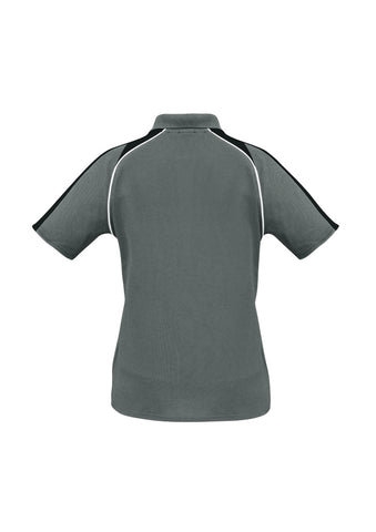Triton Womens Short Sleeve Polo Ash/Black/White back view