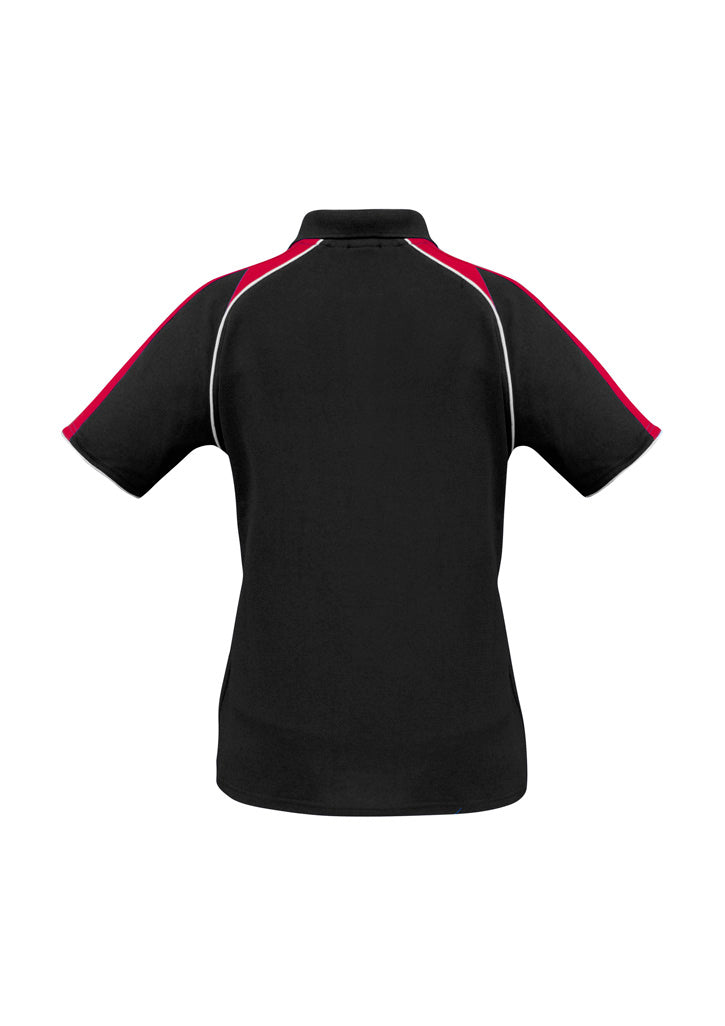 Triton Womens Short Sleeve Polo Black/Red/White back view