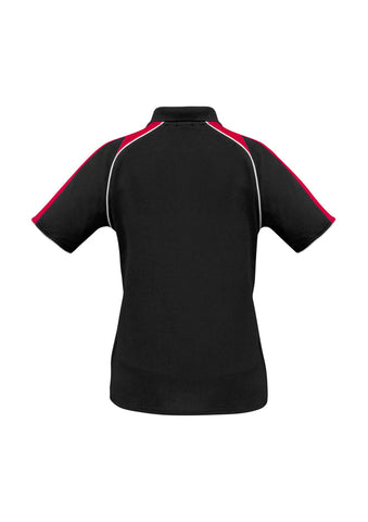 Triton Womens Short Sleeve Polo Black/Red/White back view