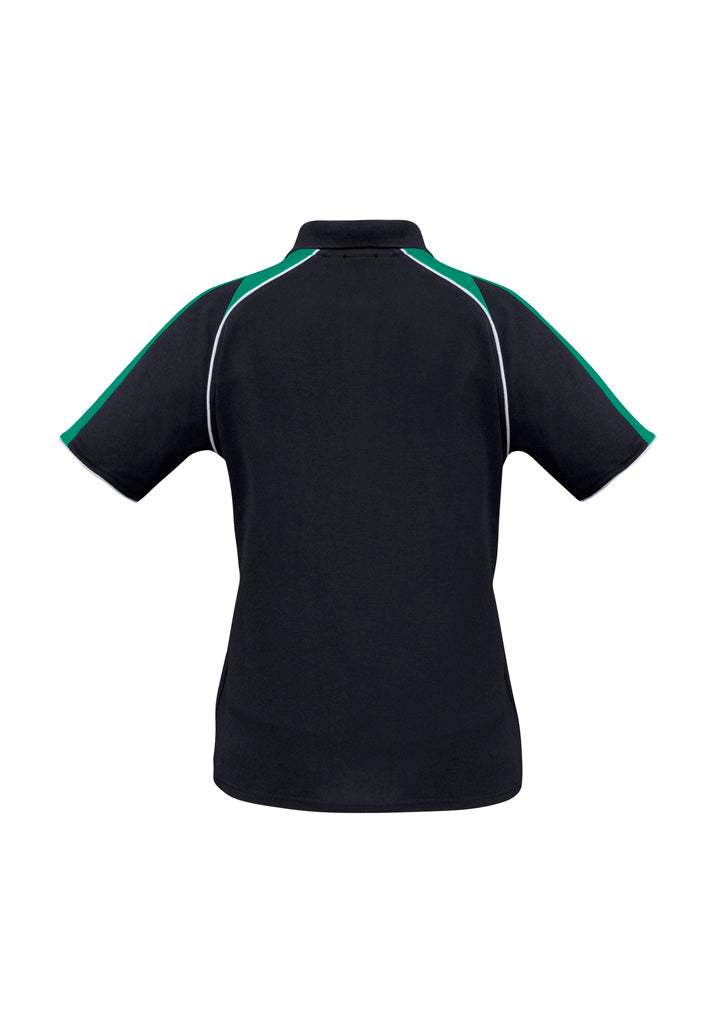 Triton Womens Short Sleeve Polo Navy/Kelly Green/White back view
