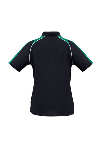 Triton Womens Short Sleeve Polo Navy/Kelly Green/White back view