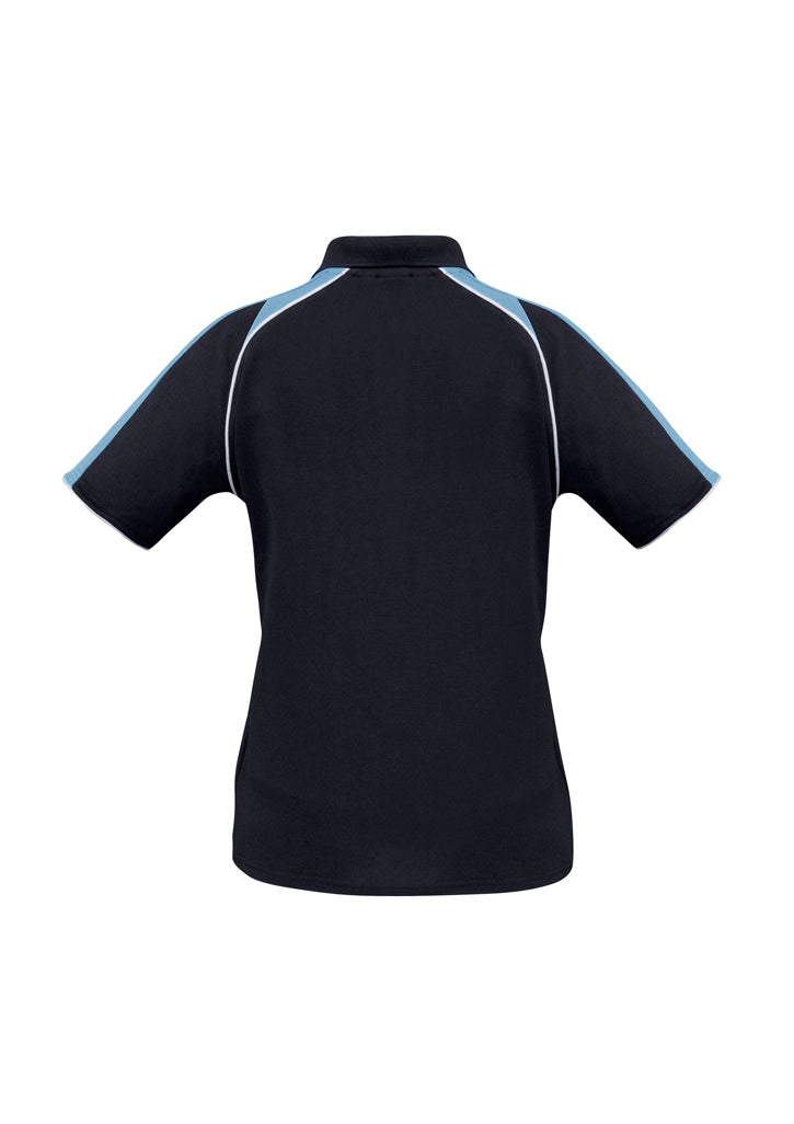 Triton Womens Short Sleeve Polo Navy/Spring Blue/White back view