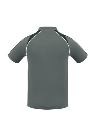 Triton Mens Short Sleeve Polo Ash/Black/White back view