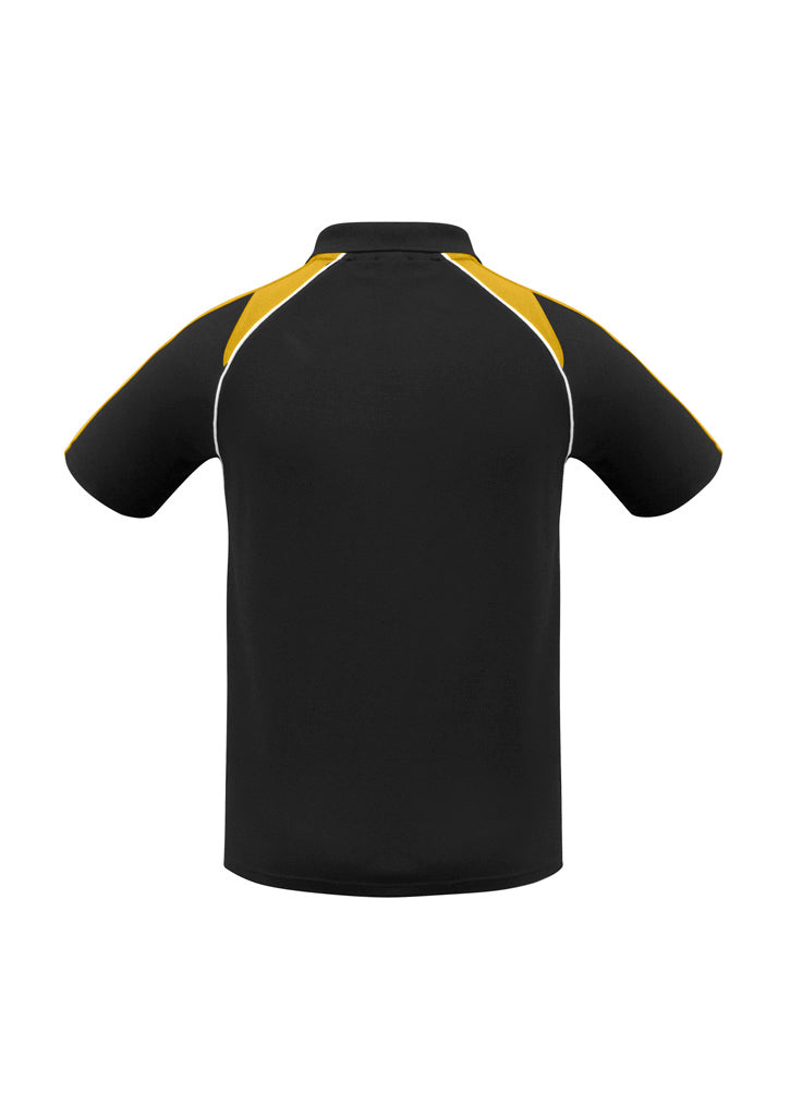 Triton Mens Short Sleeve Polo Black/Gold/White back view
