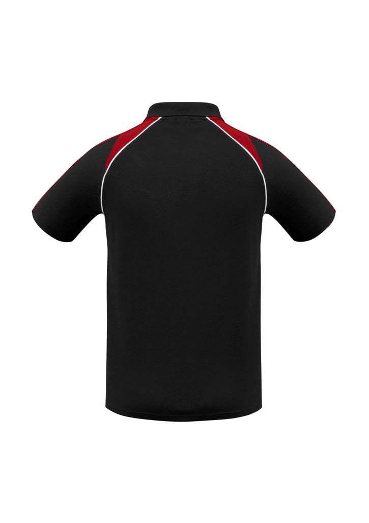 Triton Mens Short Sleeve Polo Black/Red/White back view
