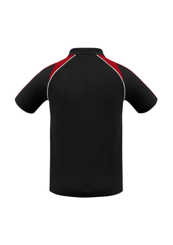 Triton Mens Short Sleeve Polo Black/Red/White back view