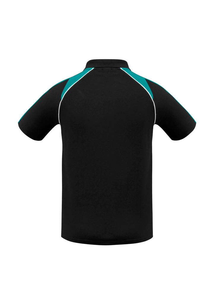 Triton Mens Short Sleeve Polo Black/Teal/White back view