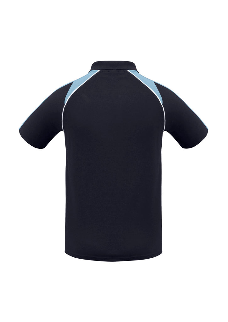 Triton Mens Short Sleeve Polo Navy/Spring Blue/White back view