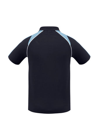 Triton Mens Short Sleeve Polo Navy/Spring Blue/White back view