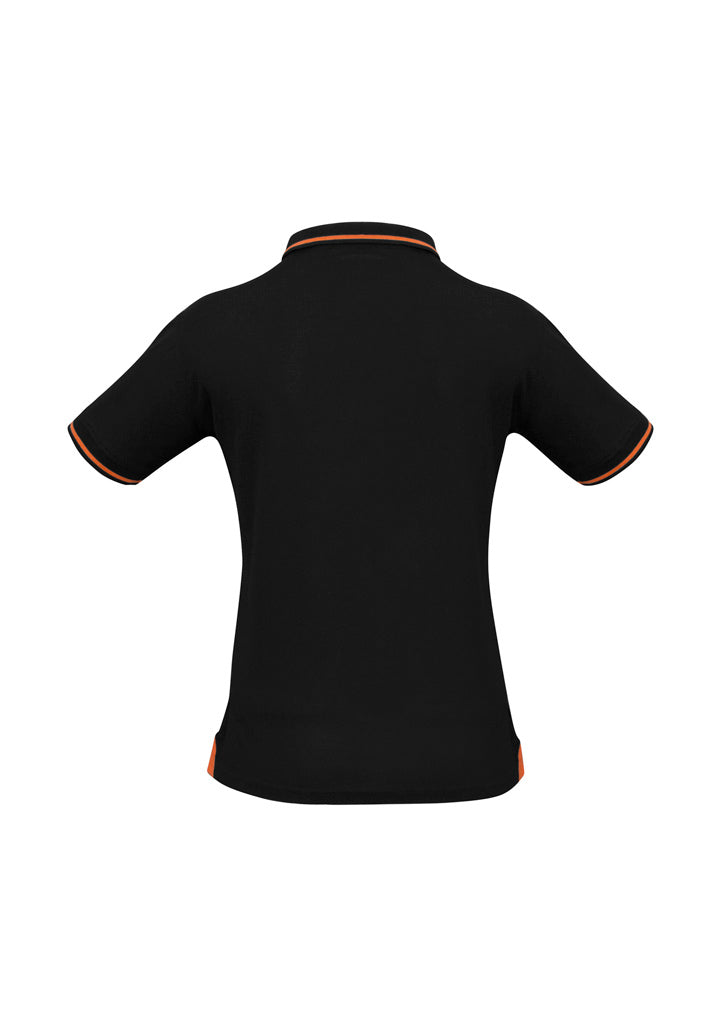 Jet Womens Short Sleeve Polo Black/Orange back view