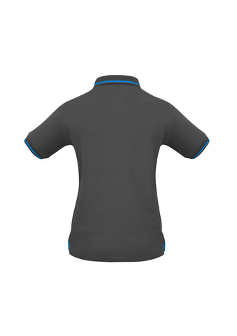 Jet Womens Short Sleeve Polo Steel Grey/Cyan back view