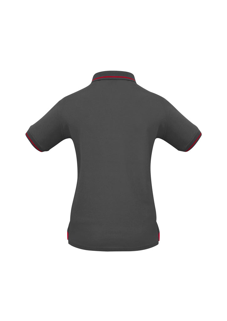 Jet Womens Short Sleeve Polo Steel Grey/Red back view
