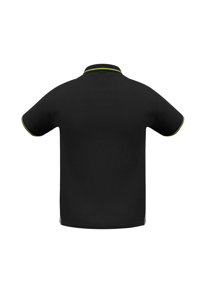Jet Mens Short Sleeve Polo Black/Bright Green back view