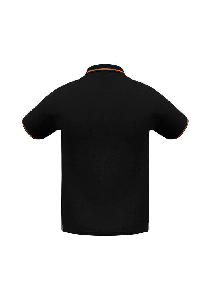 Jet Mens Short Sleeve Polo Black/Orange back view