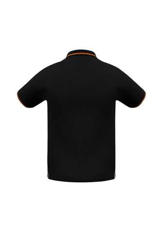 Jet Mens Short Sleeve Polo Black/Orange back view
