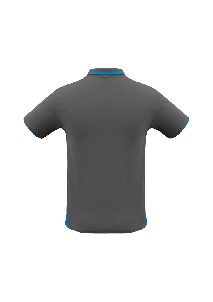 Jet Mens Short Sleeve Polo Steel Grey/Cyan back view