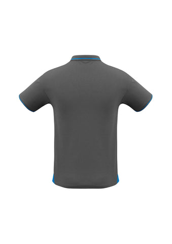 Jet Mens Short Sleeve Polo Steel Grey/Cyan back view