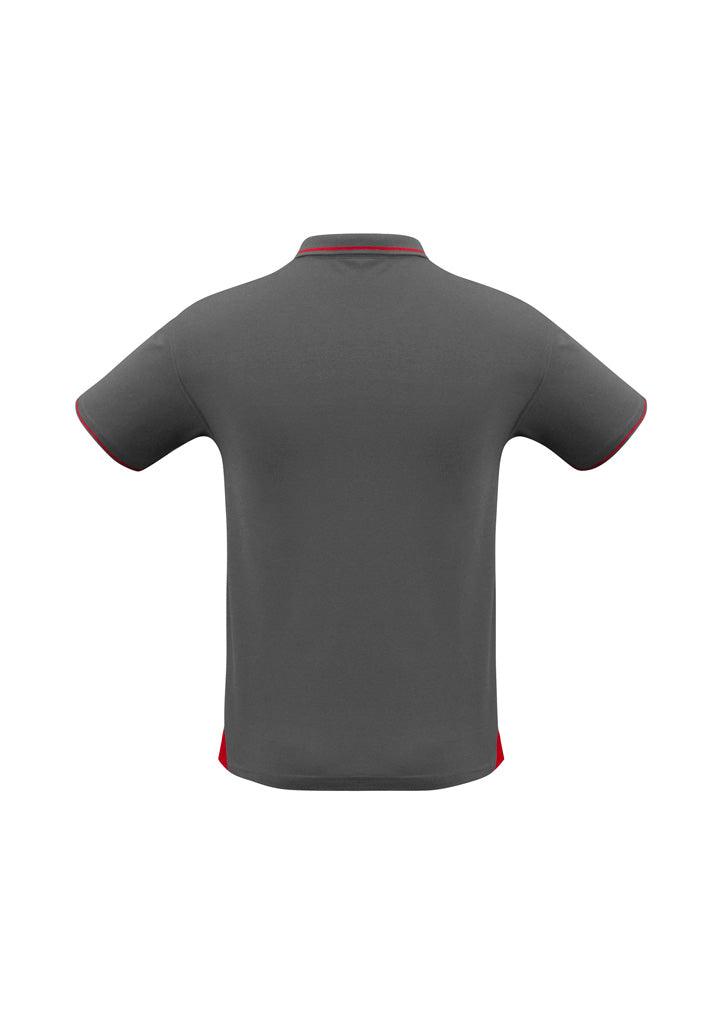 Jet Mens Short Sleeve Polo Steel Grey/Red back view
