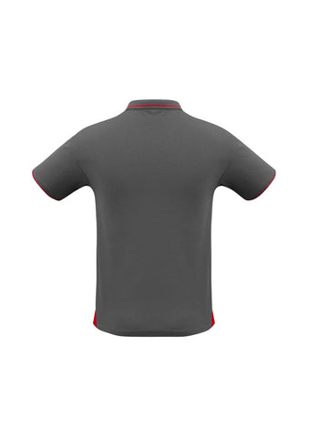Jet Mens Short Sleeve Polo Steel Grey/Red back view