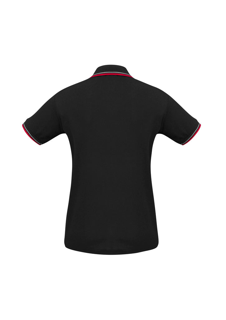 Cambridge Womens Short Sleeve Polo Black/Red/White back view