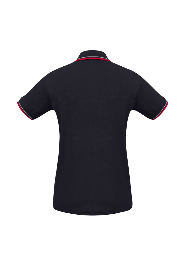Cambridge Womens Short Sleeve Polo Navy/Red/White back view