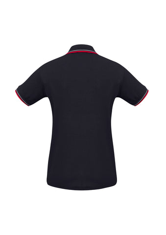 Cambridge Womens Short Sleeve Polo Navy/Red/White back view