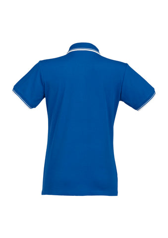 Cambridge Womens Short Sleeve Polo Royal/White/White back view