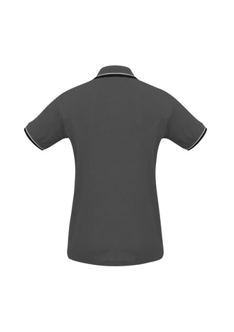 Cambridge Womens Short Sleeve Polo Steel Grey/Black/White back view