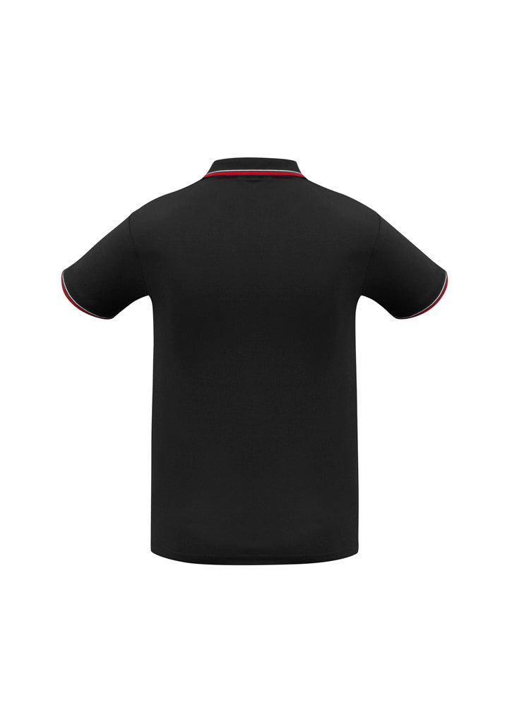 Cambridge Mens Short Sleeve Polo Black/Red/White back view
