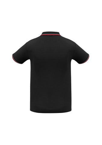 Cambridge Mens Short Sleeve Polo Black/Red/White back view
