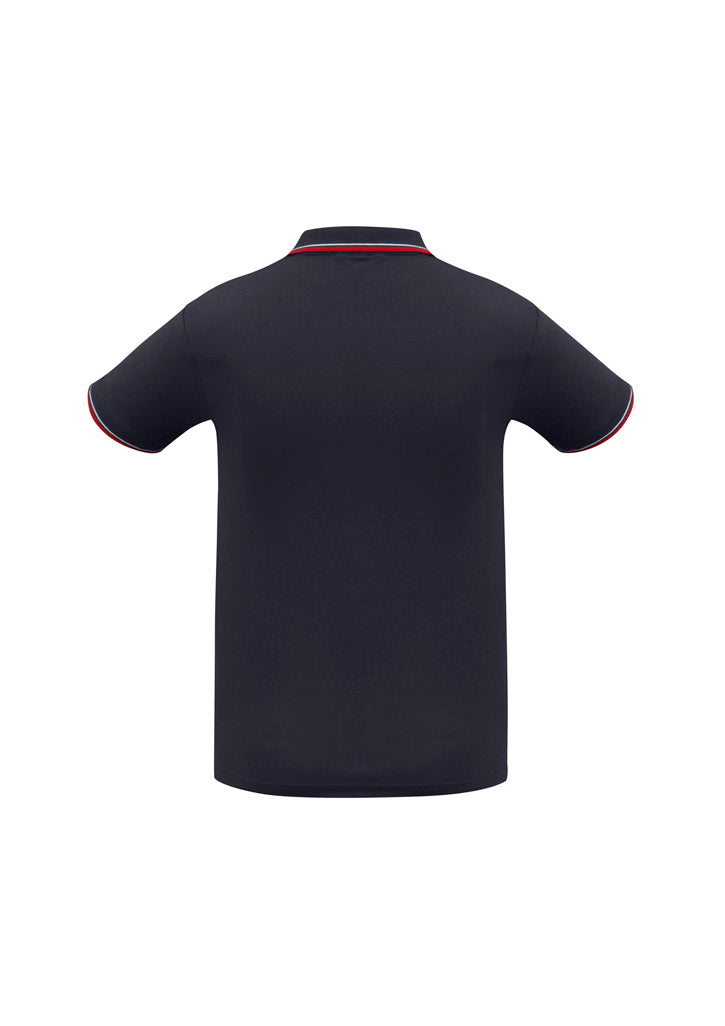 Cambridge Mens Short Sleeve Polo Navy/Red/White back view