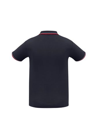 Cambridge Mens Short Sleeve Polo Navy/Red/White back view